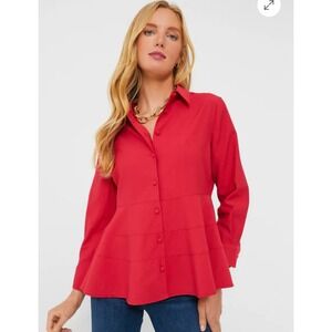 Pomander Place Red Button-Up Blouse